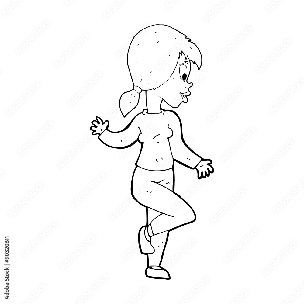 cartoon woman waving cartoon woman waving