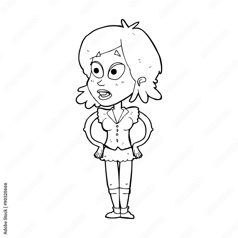 cartoon woman with hands on hips cartoon woman with hands on hips