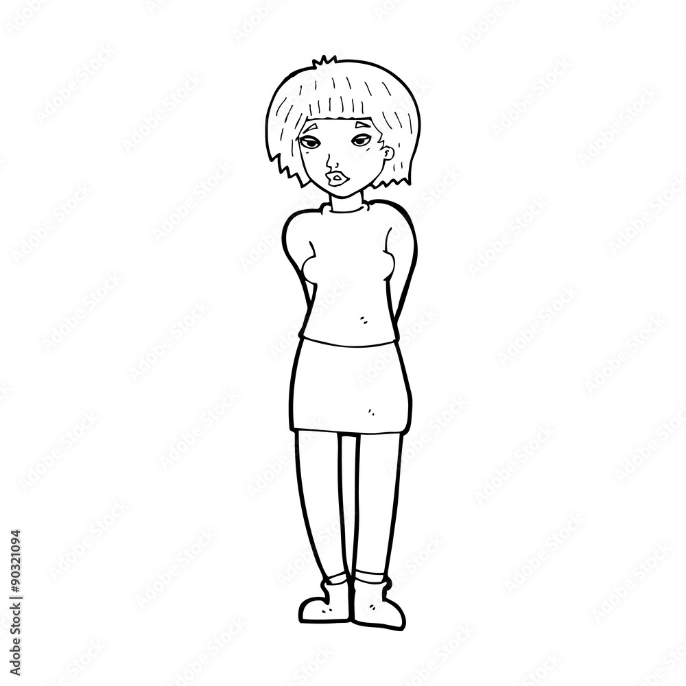 cartoon shy woman cartoon shy woman