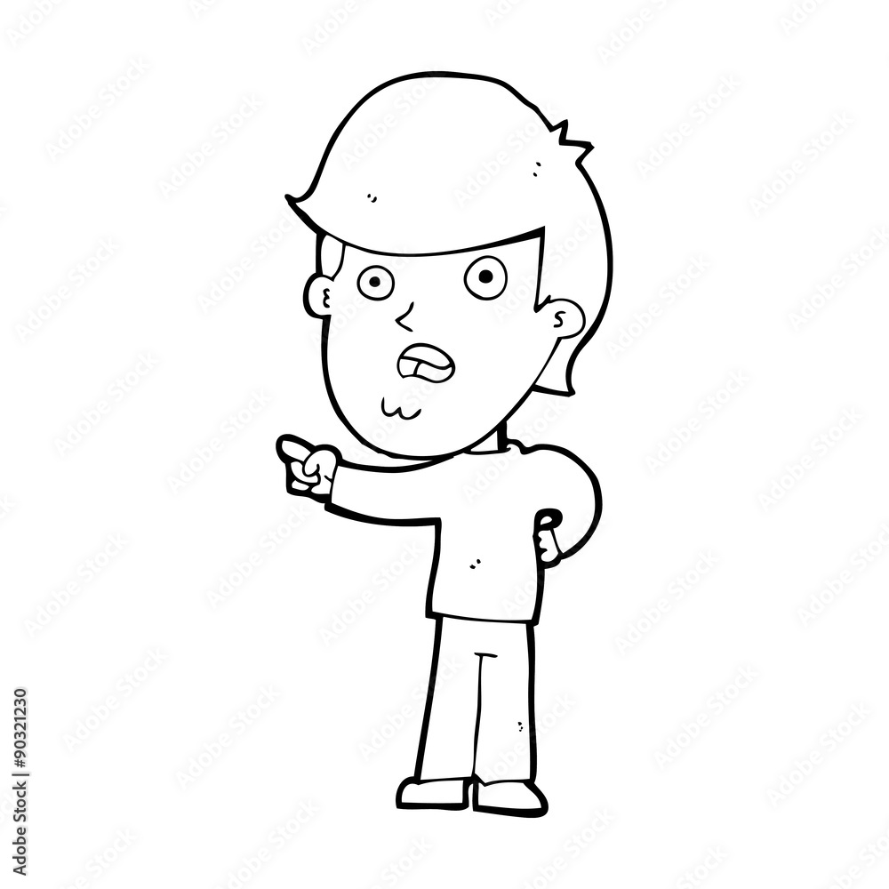 cartoon shocked man pointing