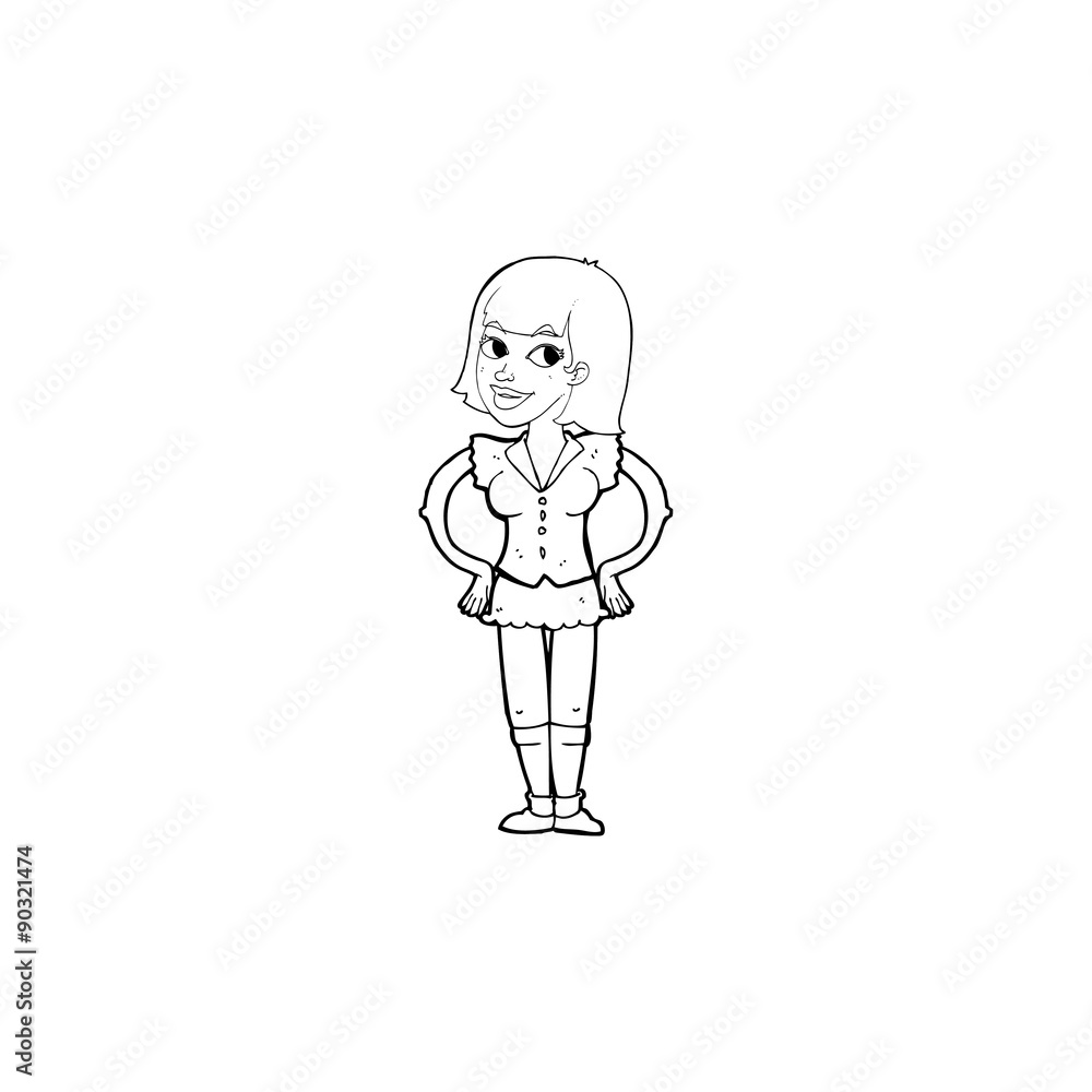 cartoon woman with hands on hips cartoon woman with hands on hips