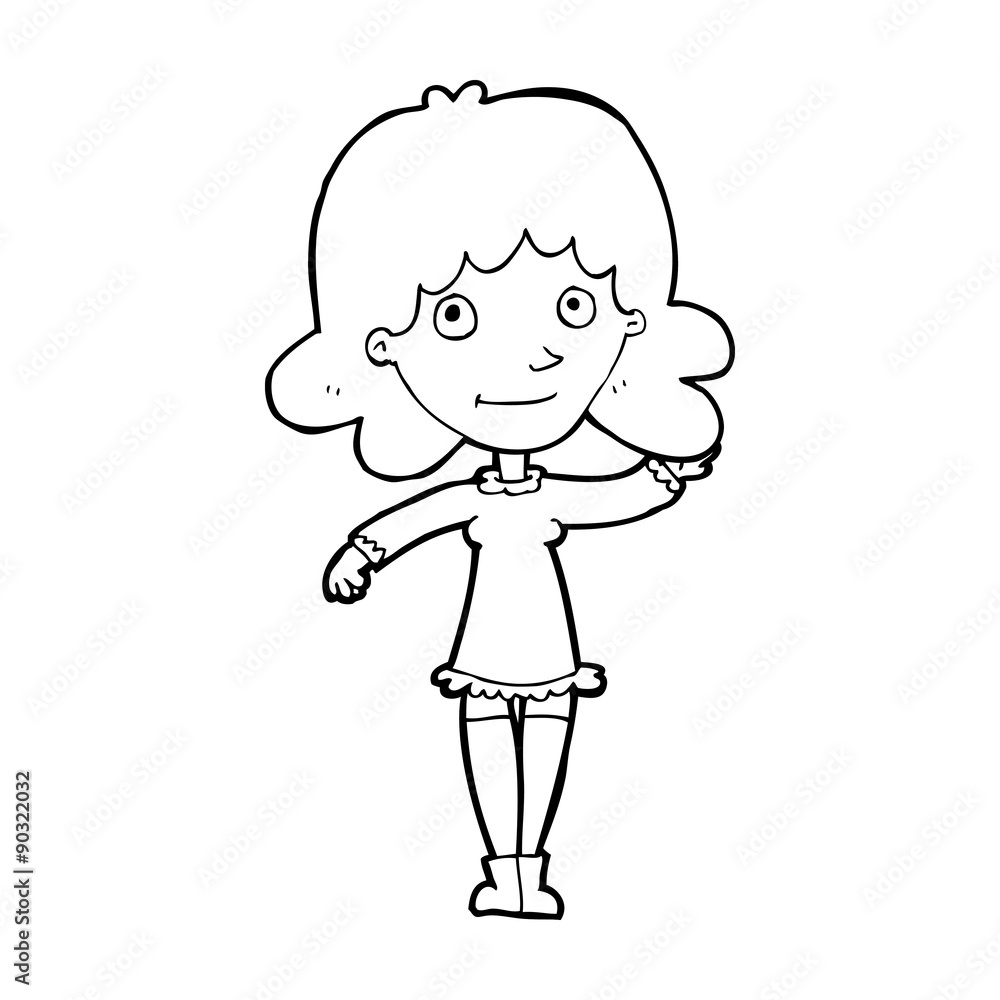 cartoon friendly woman waving cartoon friendly woman waving