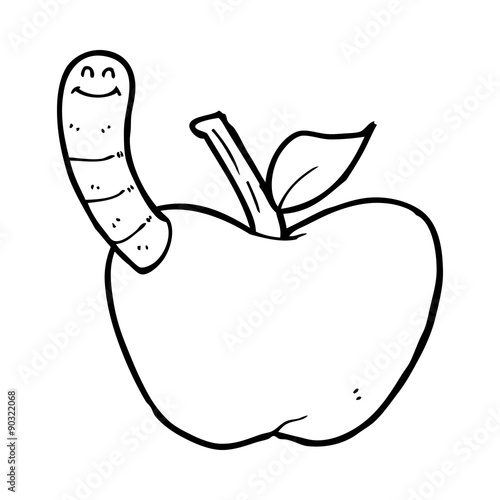 cartoon apple with worm