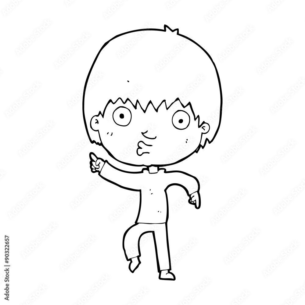 cartoon impressed boy pointing cartoon impressed boy pointing