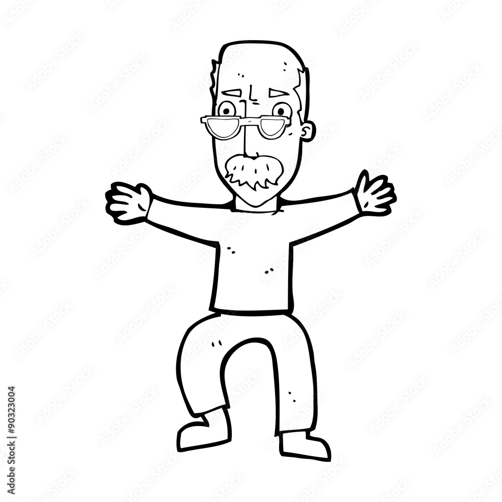 cartoon old man waving arms