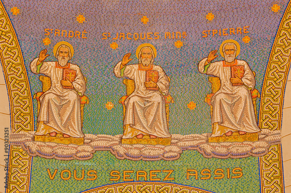 Jerusalem - mosaic of apostles in Church of St. Peter in Gallicantu.