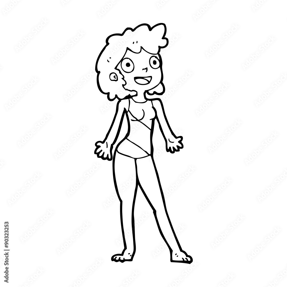 cartoon woman in swimming costume cartoon woman in swimming costume