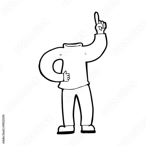 cartoon headless body with raised hand