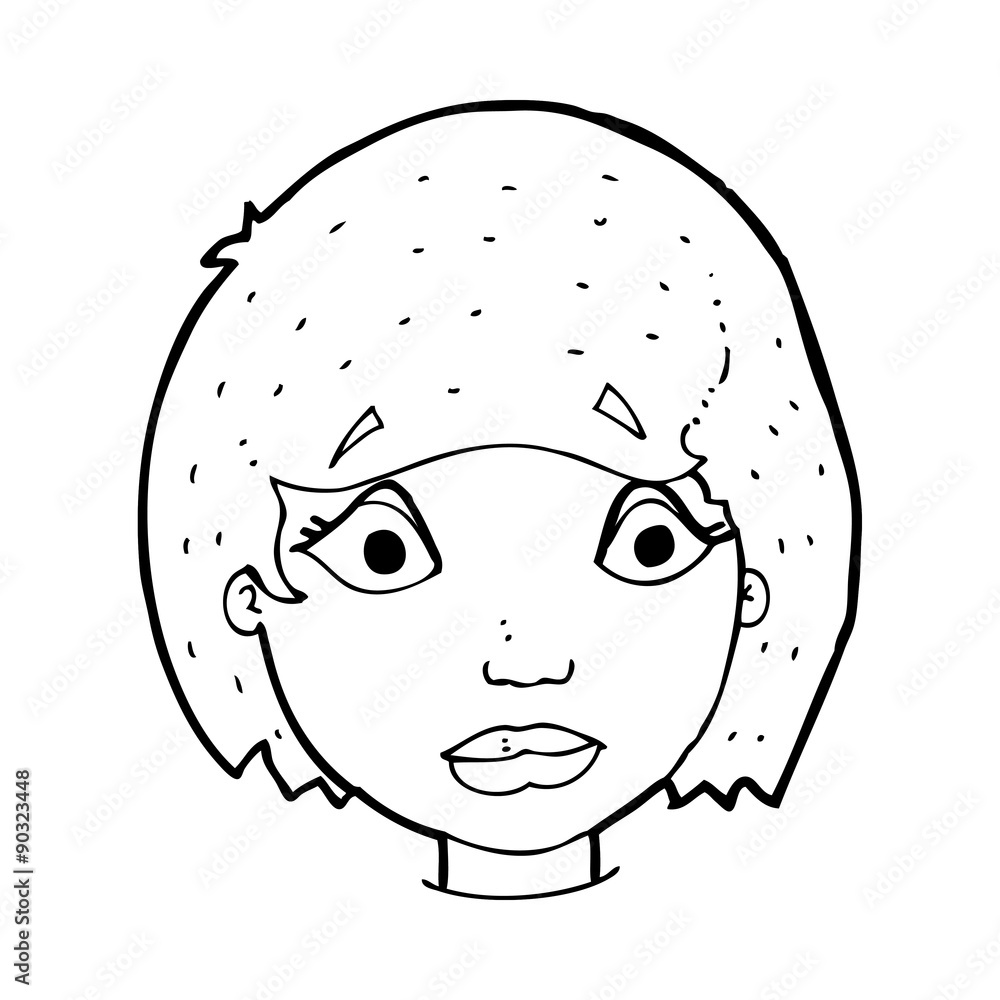 Naklejka premium cartoon worried female face