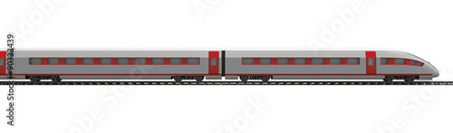 Long train on white, side view