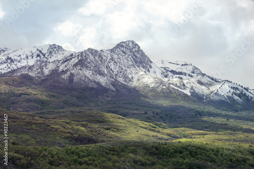 Mountain peak with snow in northern utah representing ski season