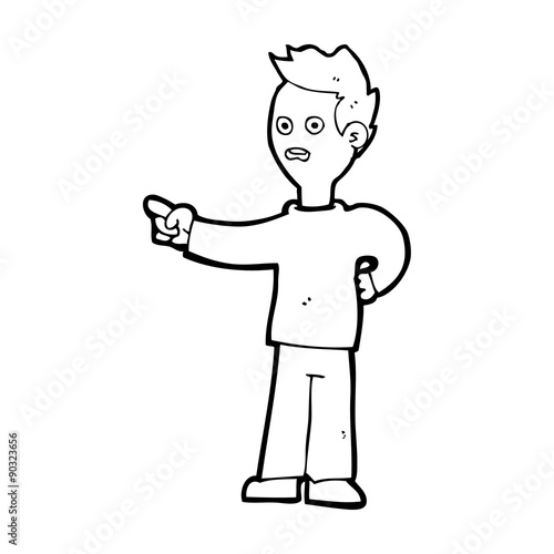 cartoon shocked boy pointing
