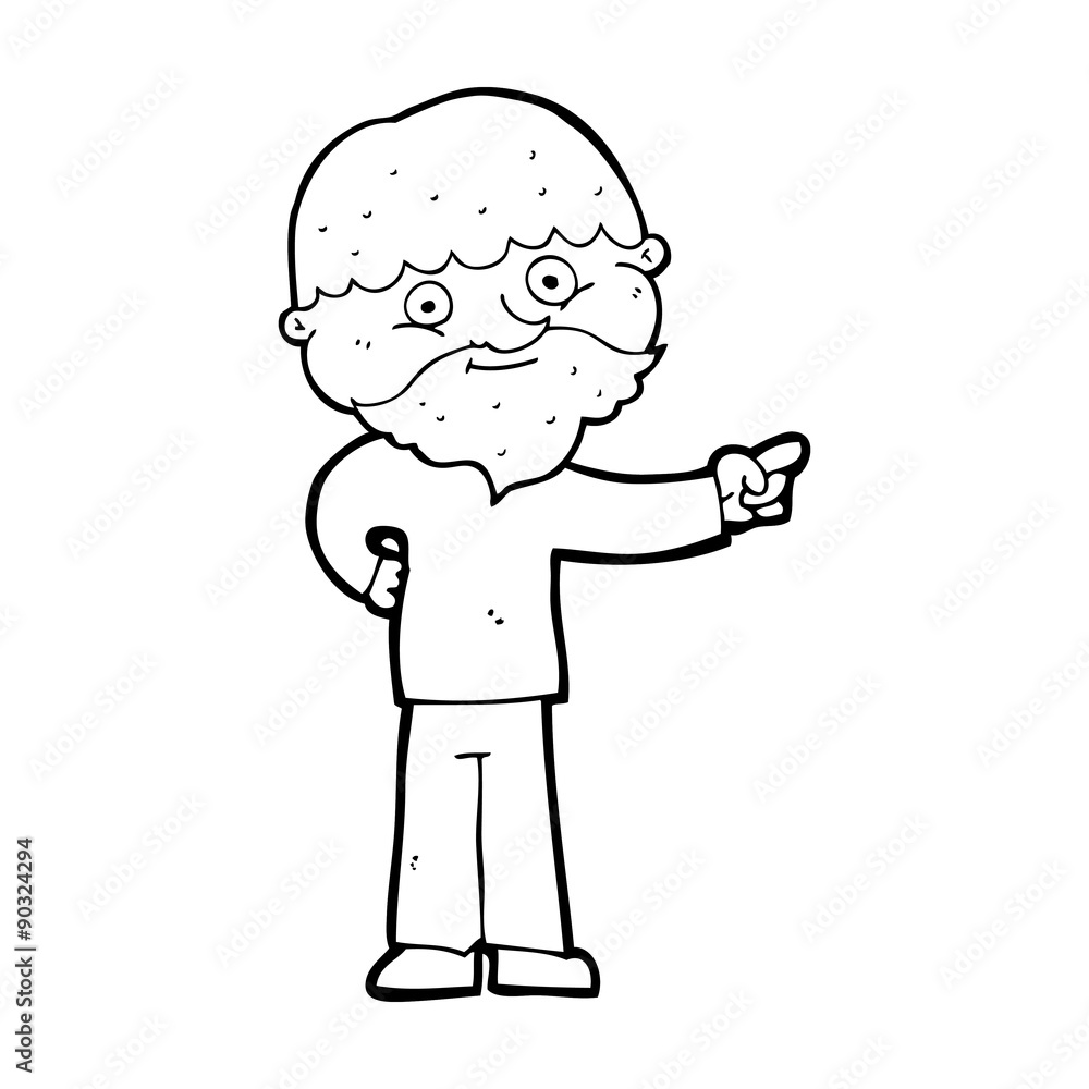 cartoon bearded man pointing cartoon bearded man pointing