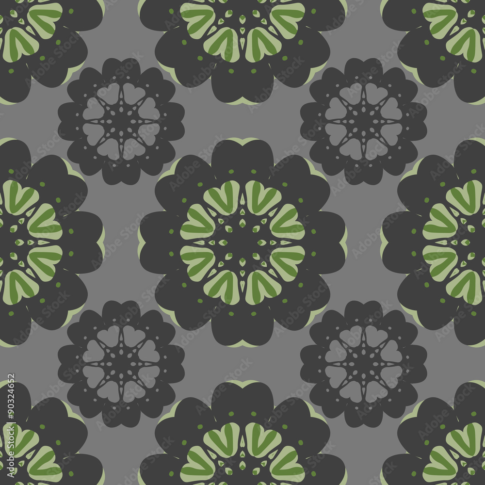 Geometrical pattern with flowers, seamless background. Geometrical pattern with flowers, seamless background.