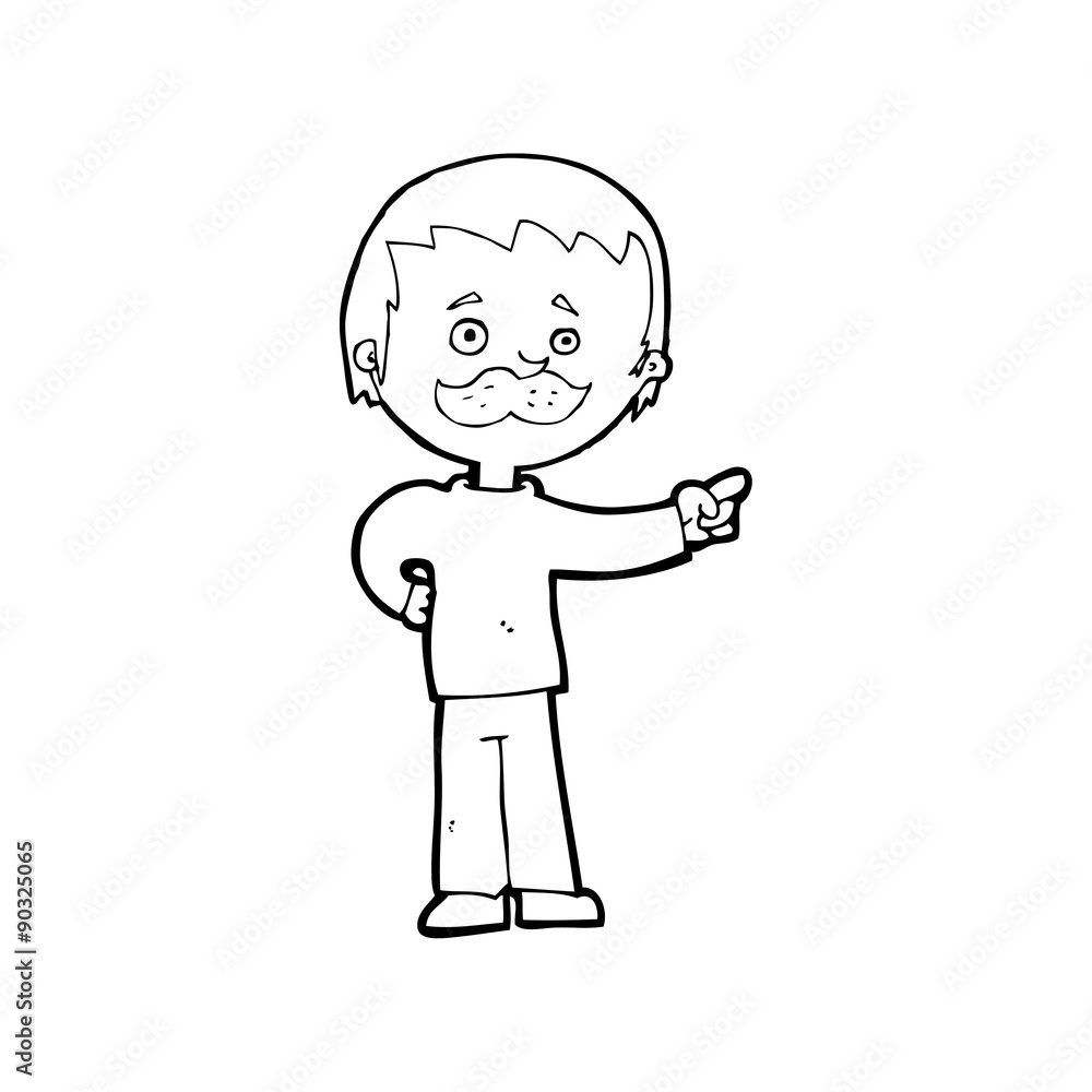 cartoon man with mustache pointing cartoon man with mustache pointing
