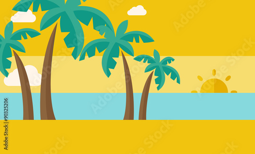 Tropical beach with cloud and sunset