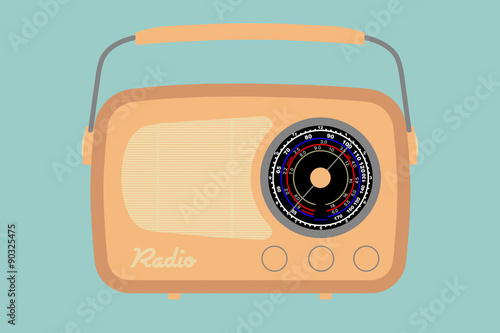 Flat Conceptual Illustration of Closeup Vintage Radio