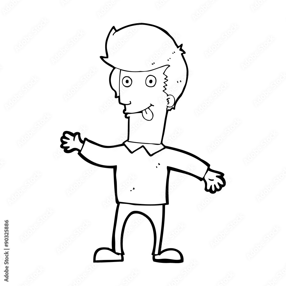 cartoon man sticking out tongue