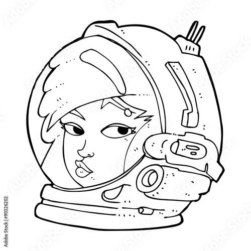 cartoon female astronaut