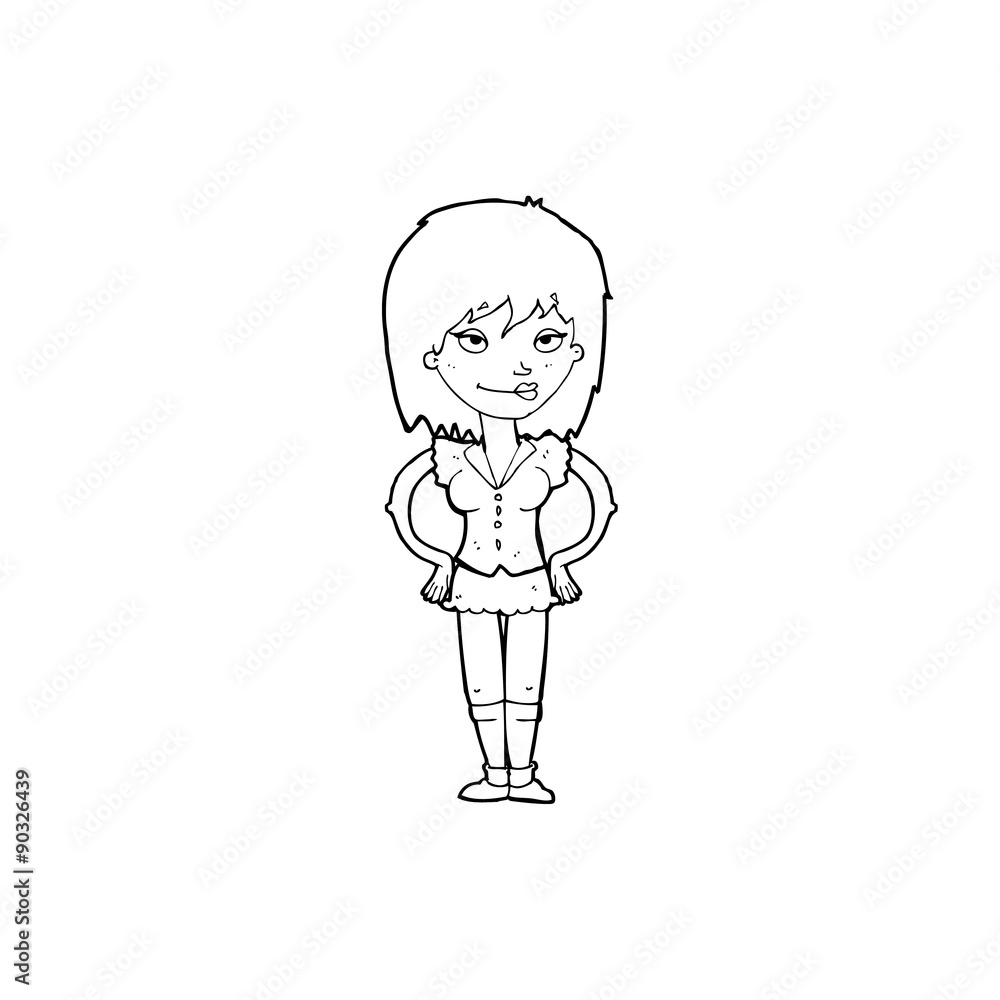 cartoon woman with hands on hips cartoon woman with hands on hips