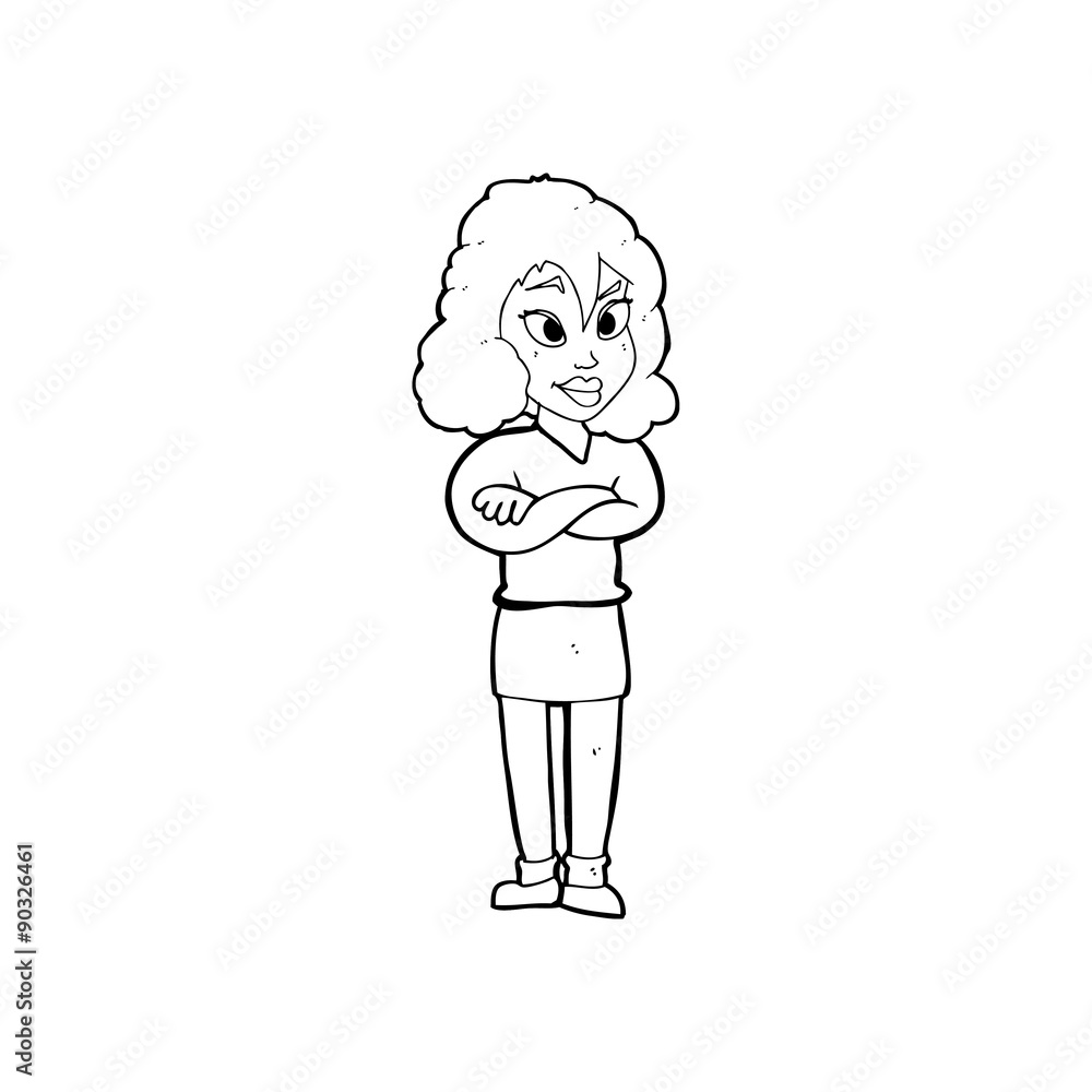 cartoon woman with crossed arms
