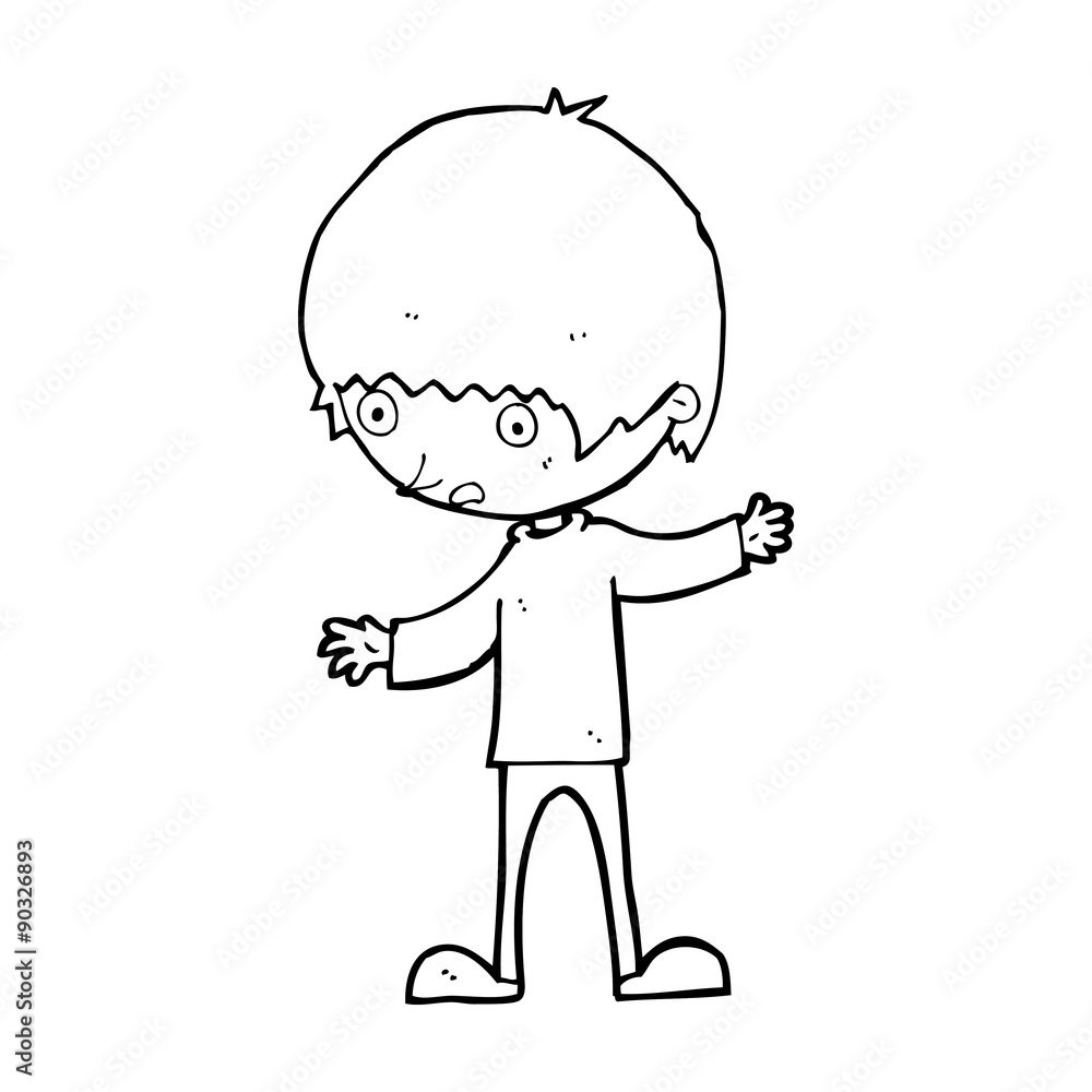 cartoon boy with outstretched arms