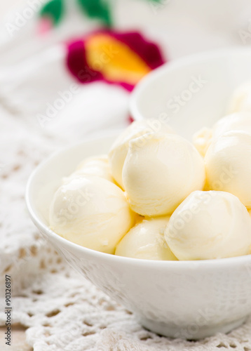 fresh cheese of a mozzarella