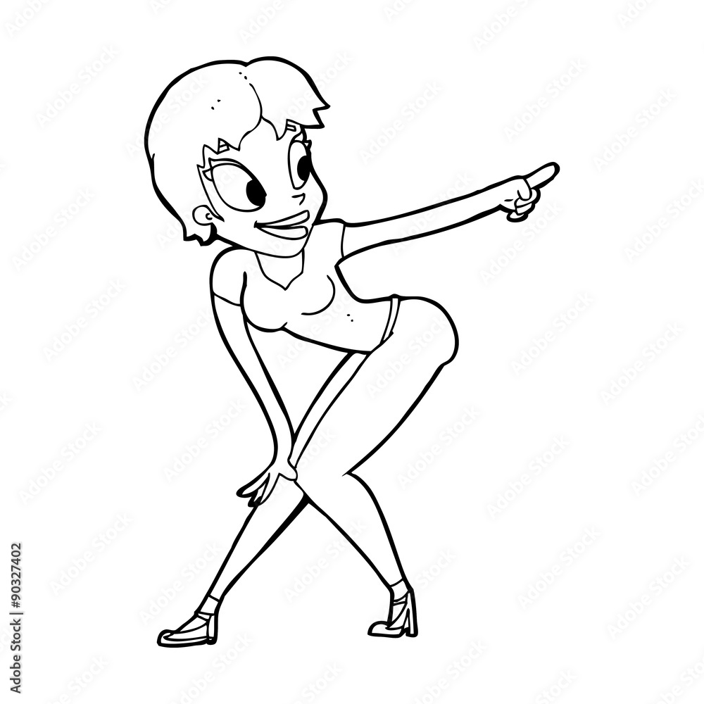 cartoon pretty woman pointing cartoon pretty woman pointing