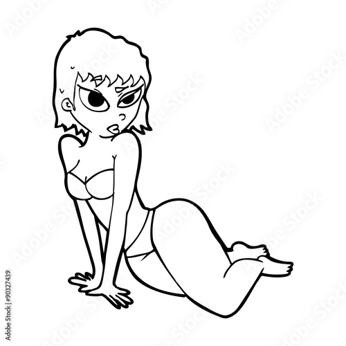 cartoon sexy woman in underwear