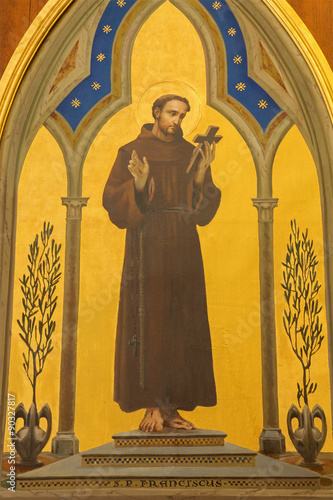 Jerusalem - paint of St. Francis of Assisi in Church of Flagellation