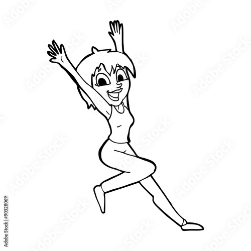 cartoon excited woman