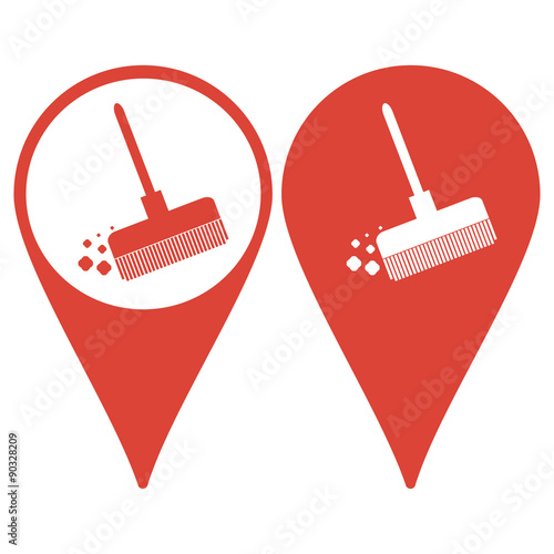 Map pointer. Broom vector icon