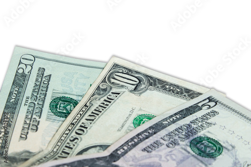 American bank notes isolated on the white background