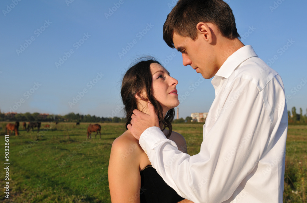 Loving couple outdoor portrait Loving couple outdoor portrait