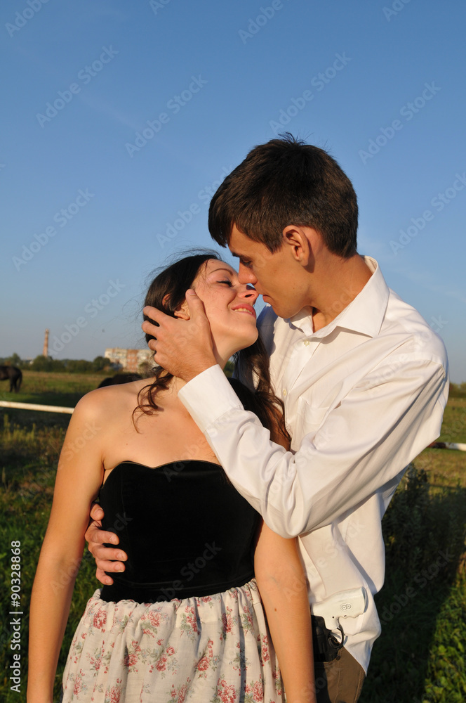 Loving couple outdoor portrait