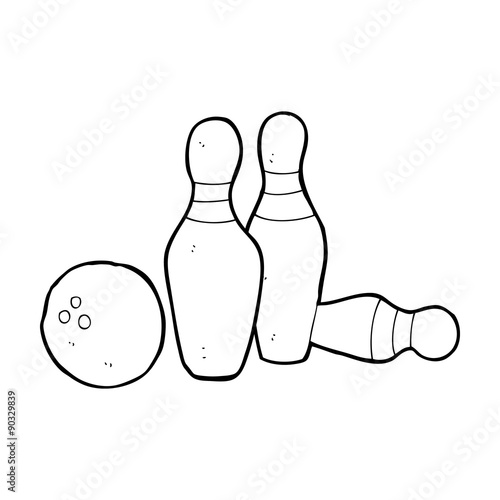 cartoon bowling ball and skittles