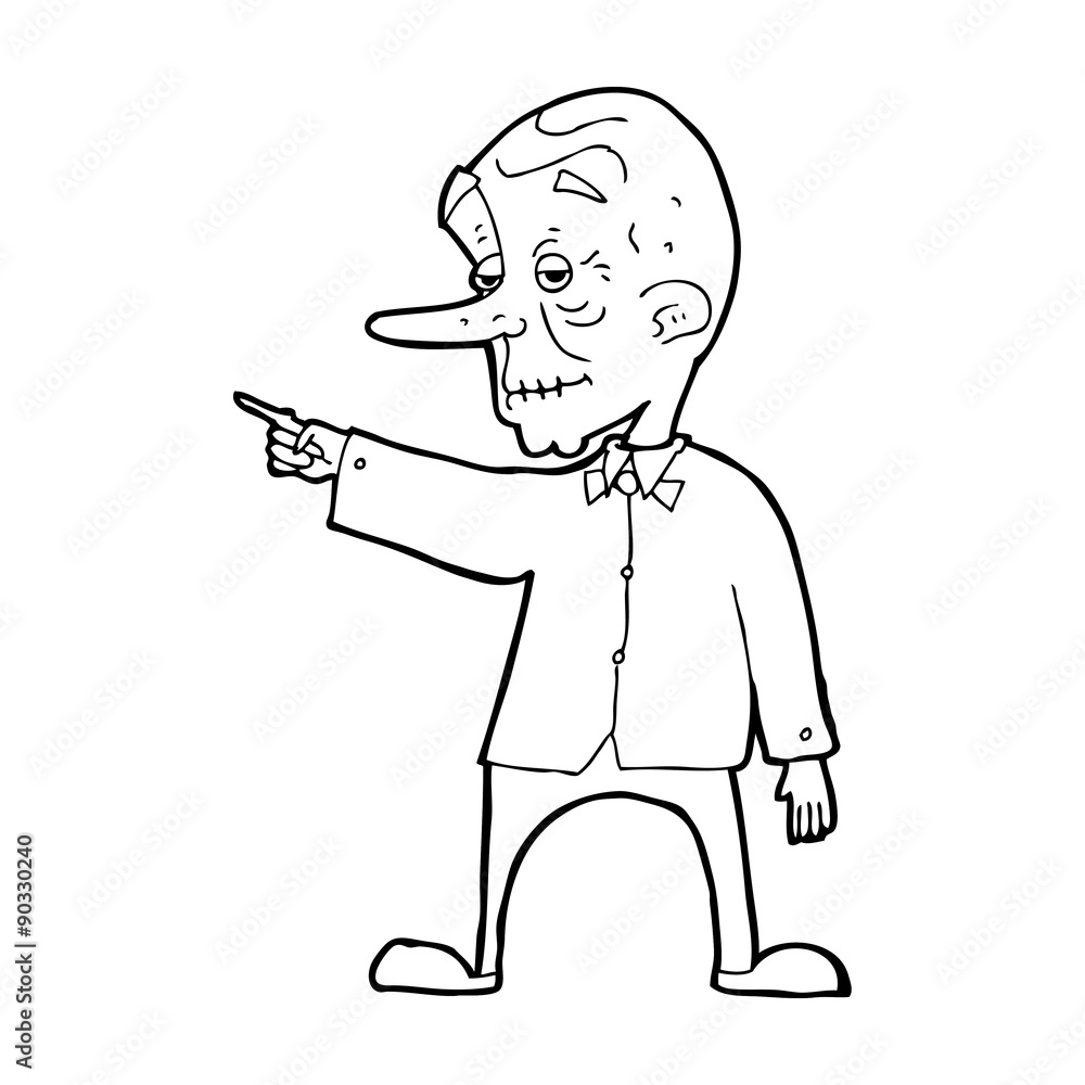 Obraz premium cartoon old man pointing