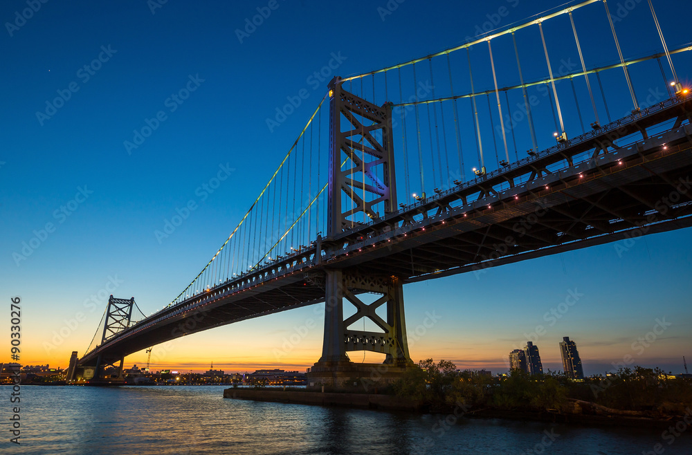 Philadelphia skyline at sunset