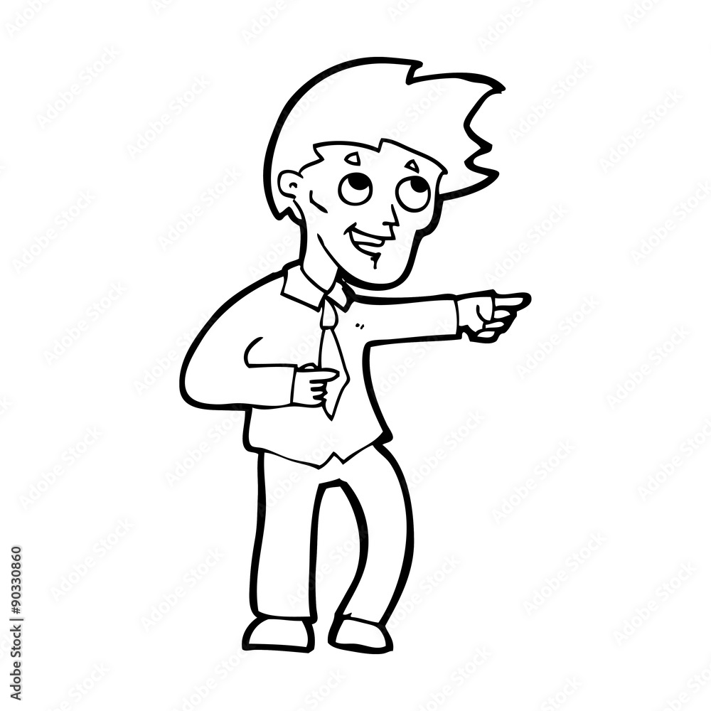 cartoon funny office man pointing