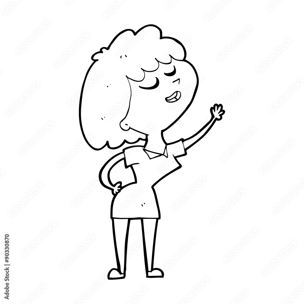 cartoon happy woman about to speak cartoon happy woman about to speak