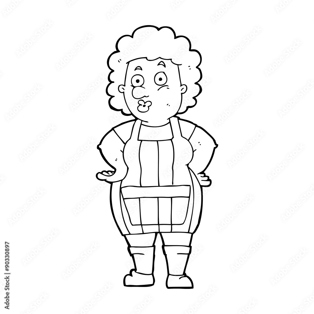 Fototapeta premium cartoon woman in kitchen apron