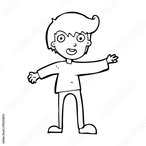 cartoon excited boy