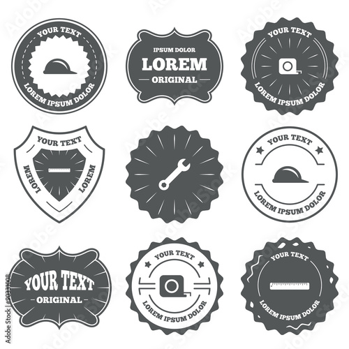 Construction helmet and ruler, roulette icons.