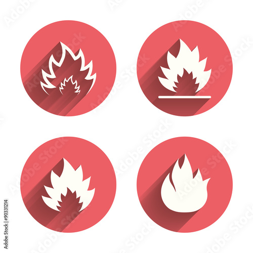 Fire flame icons. Heat signs.