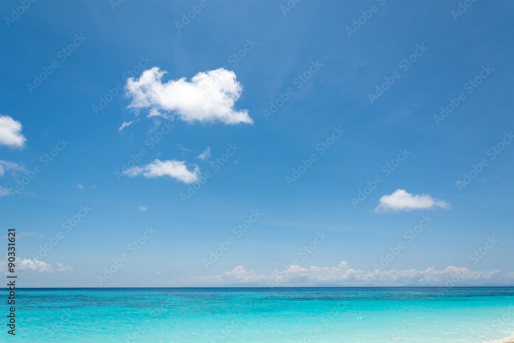 blue sky with sea and beach