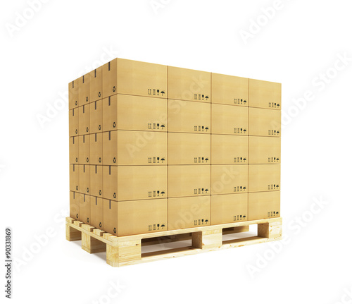 Foto pallet with cardboard boxes