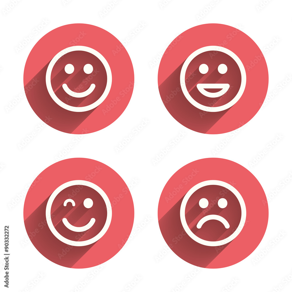 Fototapeta premium Smile icons. Happy, sad and wink faces.