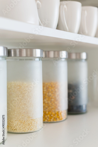 glass jars with grain