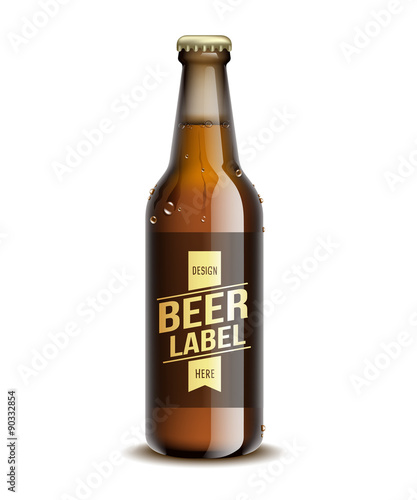 beer in a brown bottle isolated on white background
