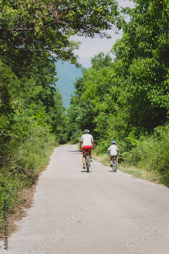 Father and son cycling